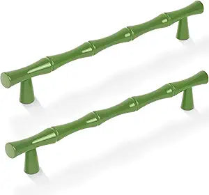 Green Cabinet Pulls 5 Inch(128mm) Hole Center,Zinc Alloy Solid Dresser Cabinet Handles Luxury Drawer Pull Hardware for Bedroom, Kitchen 6 Pack ZJ01