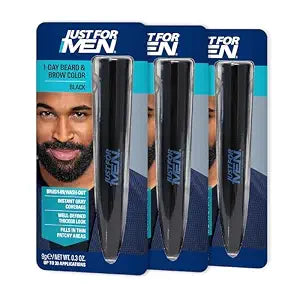 JUST FOR MEN 1-Day Beard & Brow Color, Temporary Color, Black (3 Pack)