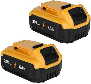 2-Pack 6.0Ah Lithium-Ion Replacement Battery for 20V MAX Cordless Tools, Fits DCB200 DCB203 DCB204 DCB205 DCB206 for Drill, Impact Driver, Saw and Power Tools