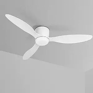 VACILL Low Profile Ceiling Fan with Light and Remote, 52 Inch Flush Mount White Ceiling Fan, Quiet Reversible DC Motor, 6 Speed, 3 Color Dimmable LED, 3 Blades for Bedroom Living Room
