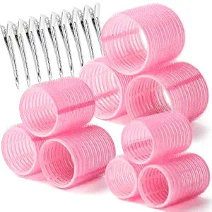 Teenitor 18pcs Hair Rollers Set Pink Hair Rollers for Women and Hair Clips