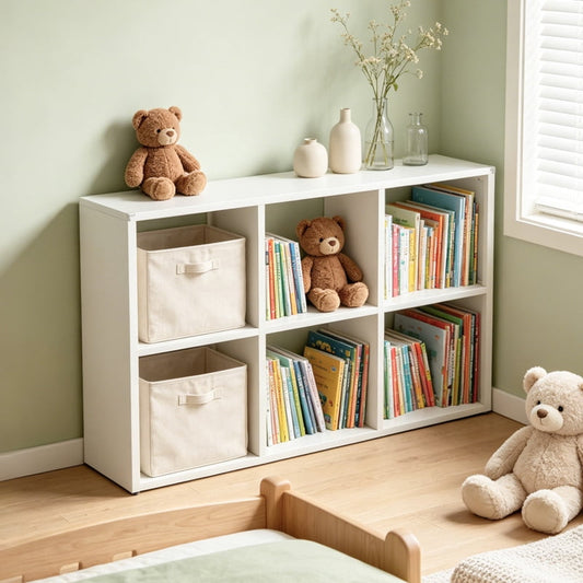 6-Cube Metal Bookcase, Open Storage Cabinet Bookshelf, Display Shelf for Living Room, Bedroom, Home Office
