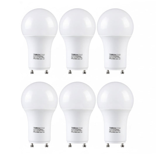 6 Pack Dimmable GU24 Base A19 Light Bulb, 9W LED Bulb, 60W Equivalent, for Ceiling Fans, Twist Lock GU24 Base Bulb for CFL Replacement, 3000K Warm White