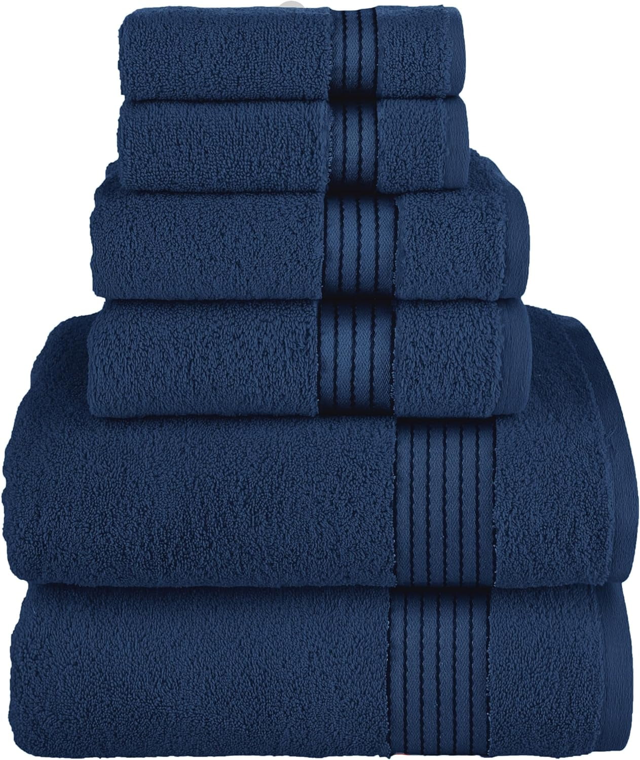 Juego de Toallas de 6 Piezas, 100% AlgodÃ³n Turco, Toallas Absorbentes Suaves para BaÃ±o, 2 Toallas de BaÃ±o, 2 Toallas de Mano, 2 Toallitas, Azul Marino