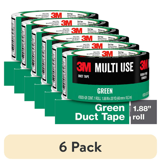 (6 pack) 3M Duct Tape, Green, Multi Use, 1.88 in x 20 yd, 1 Roll