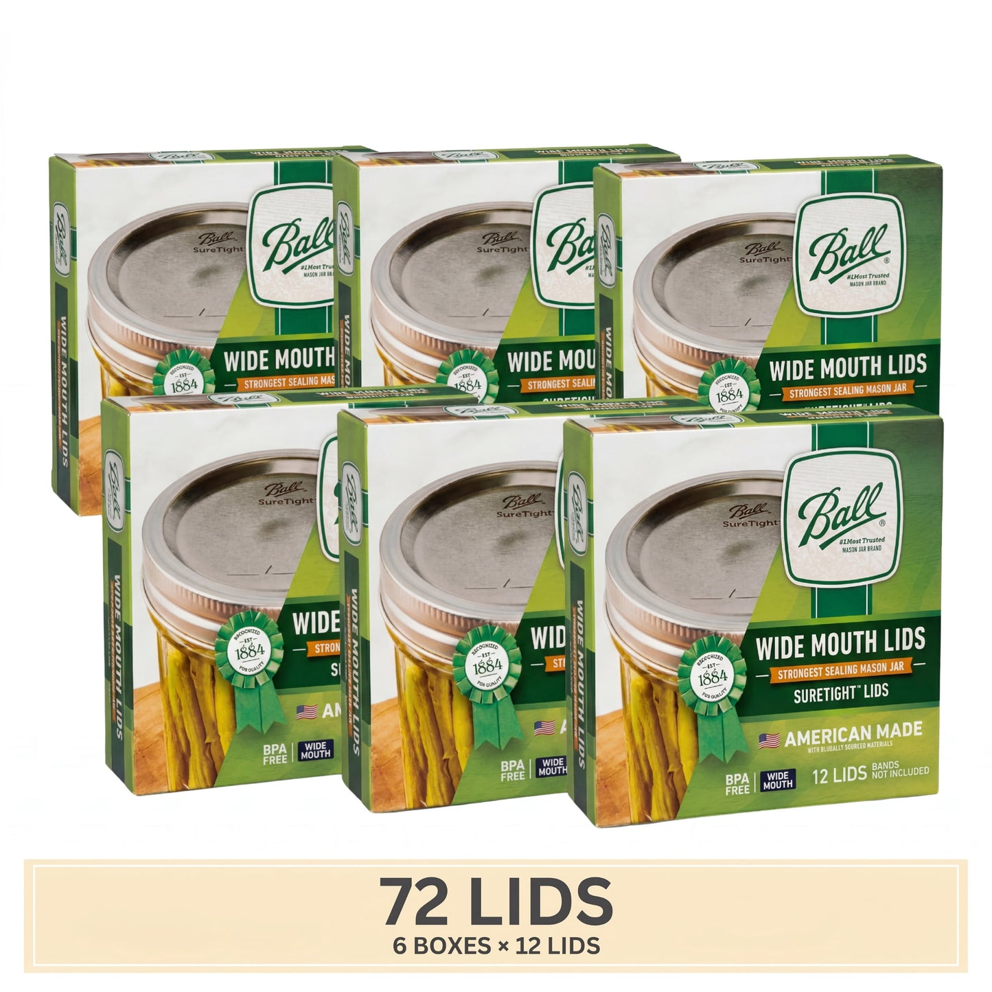 (4 pack) Ball 12-Pack Wide Mouth Lids Without Bands