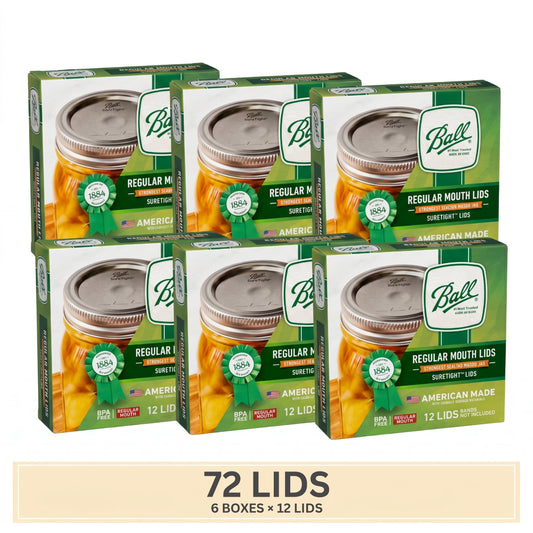 Ball 12-Pack Regular Mouth Canning Jar Lids, One-Piece Mason Jar Lids for Canning and Preserving, Replacement Lids for Ball Regular Mouth Mason Jars