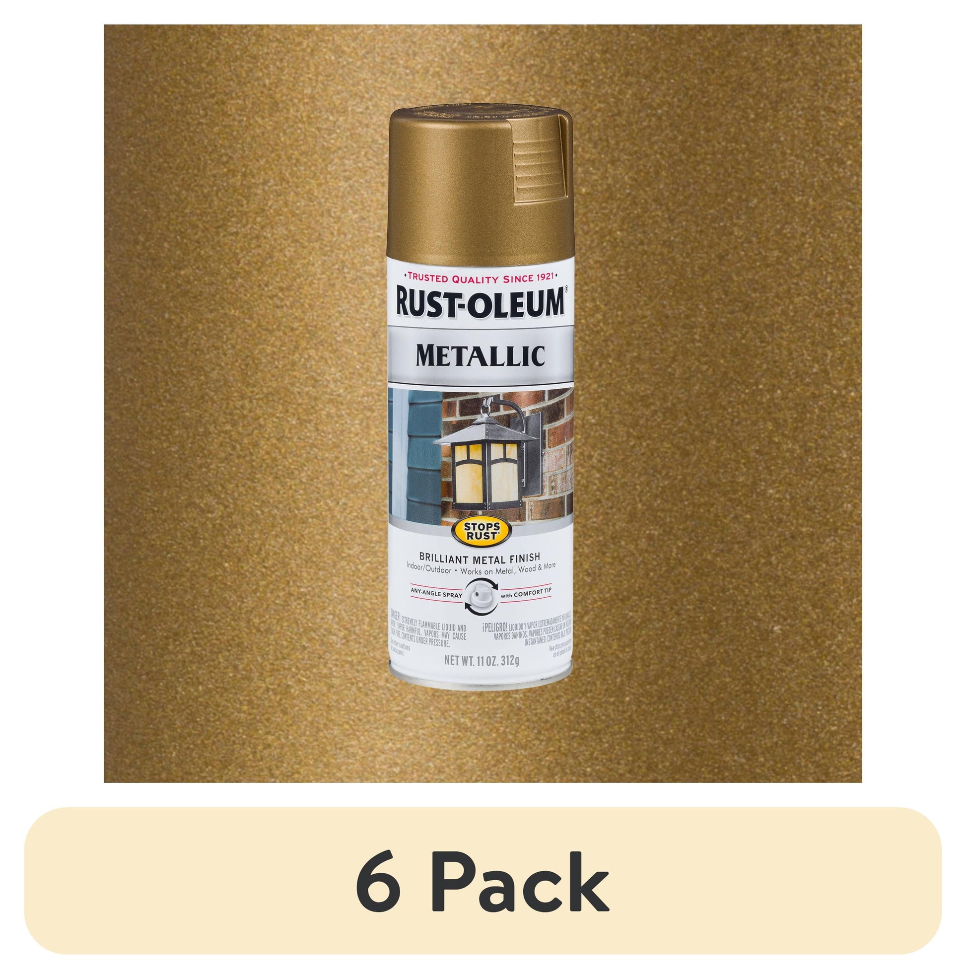 (6 pack) Champagne Bronze, Rust-Oleum Stops Rust Vintage Metallic Spray Paint-313142, 11 oz