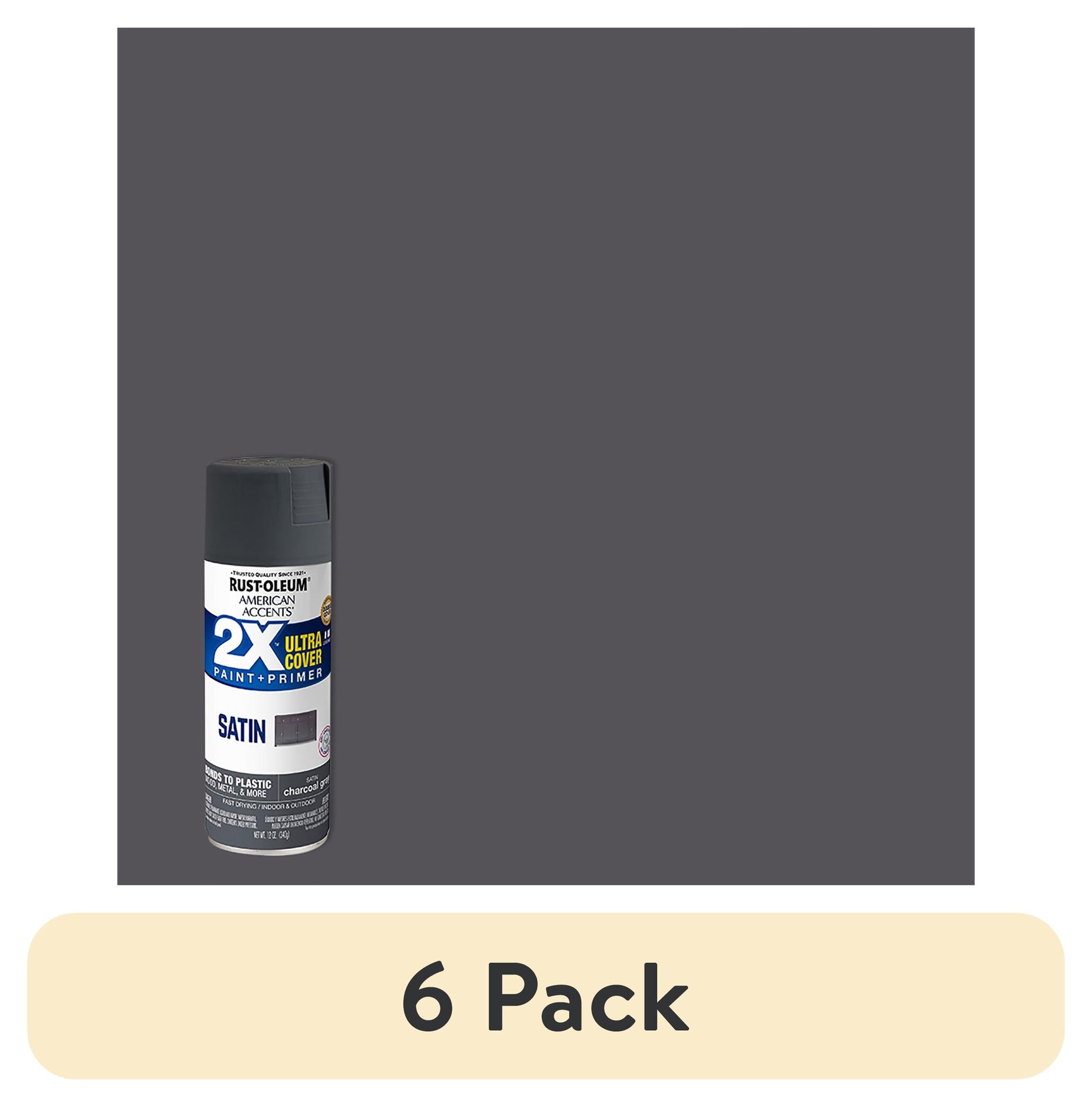 (6 pack) Gris CarbÃ³n, Rust-Oleum American Accents 2X Ultra Cover Pintura en Aerosol Satinada-342064, 12 oz