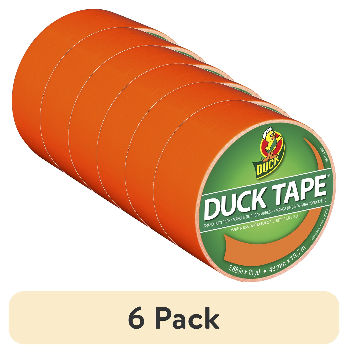 (6 pack) Color Duck Tape Brand Duct Tape, 1.88 in. x 15 yd., Neon Orange