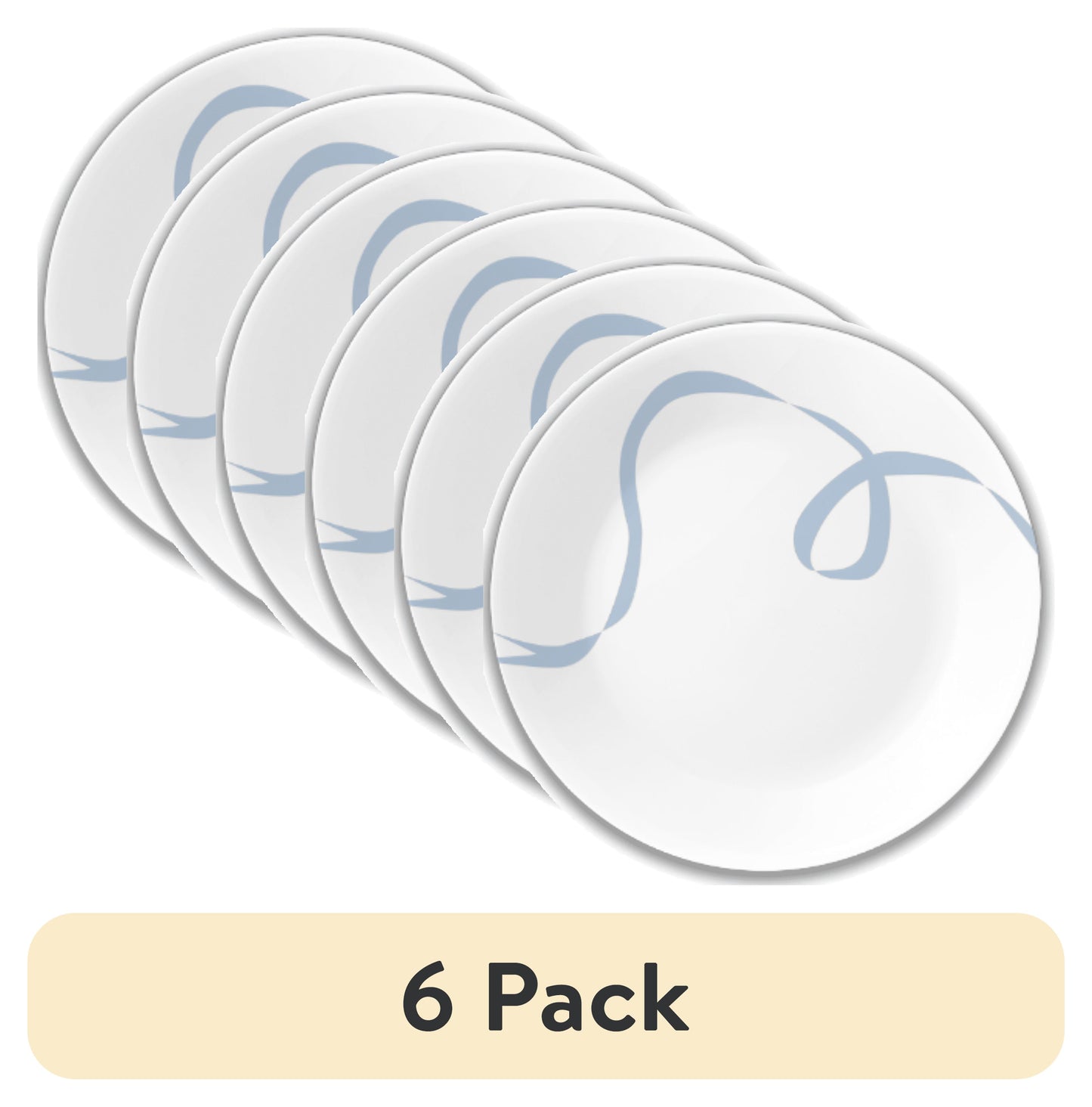 (6 pack) Corelle Blue Ribbons 8.5" Glass Salad Plate
