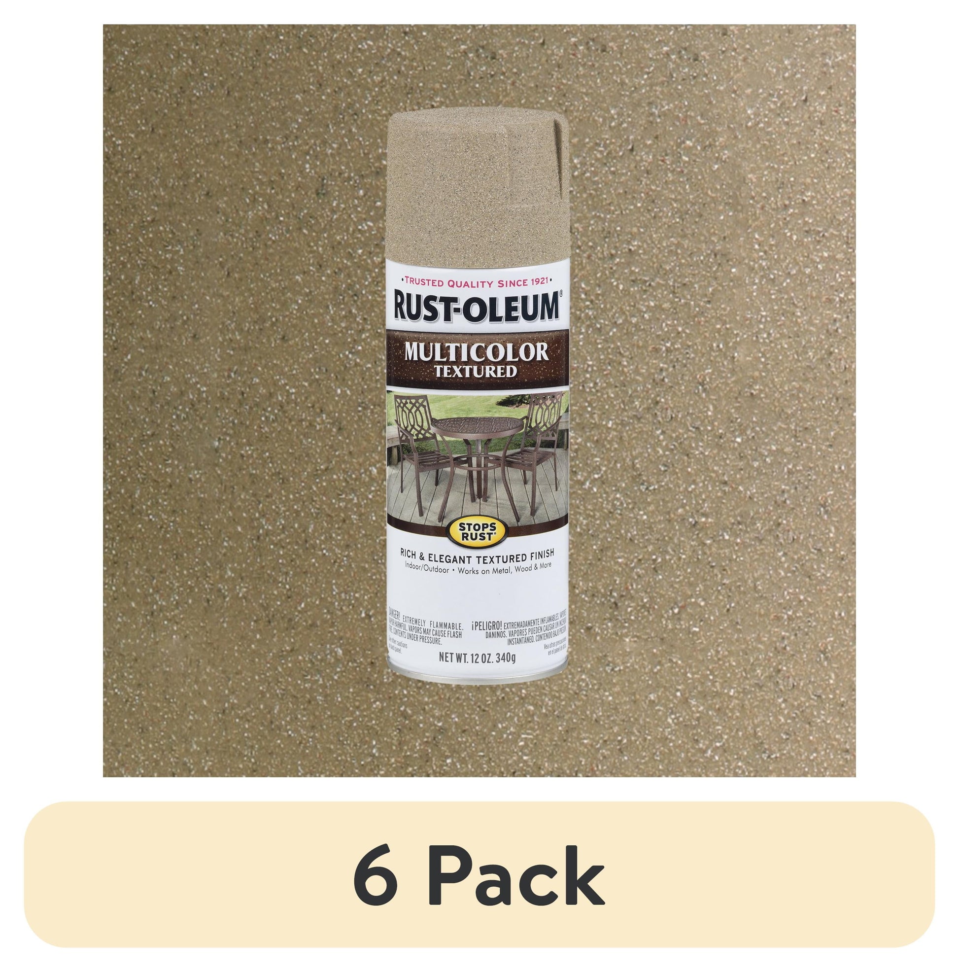 (6 pack) Bisque Del Desierto, Rust-Oleum Detiene el Ã“xido Pintura en Aerosol Texturizada Multicolor-223524, 12 oz