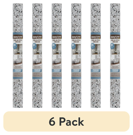 (6 pack) EasyLiner Premium Removable Adhesive Peel & Stick Wallpaper, Grey Granite, 20 in. x 18 ft.