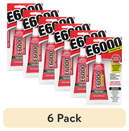 (6 pack) Eclectic E6000 Contact Adhesive Glue, Premium Industrial Strength, Clear, 205300, 3 fl. oz.
