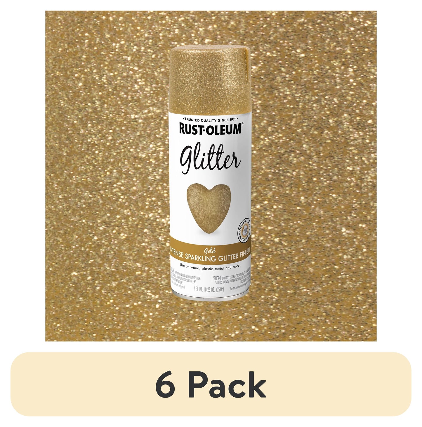 (6 pack) Dorado, Rust-Oleum Pintura en Aerosol con Brillo-301495, 10.25 oz