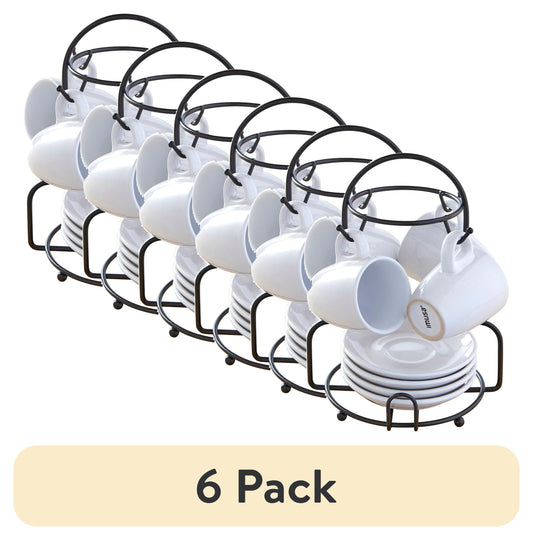 IMUSA  8pc Stoneware 3oz Espresso Set with Rack, White