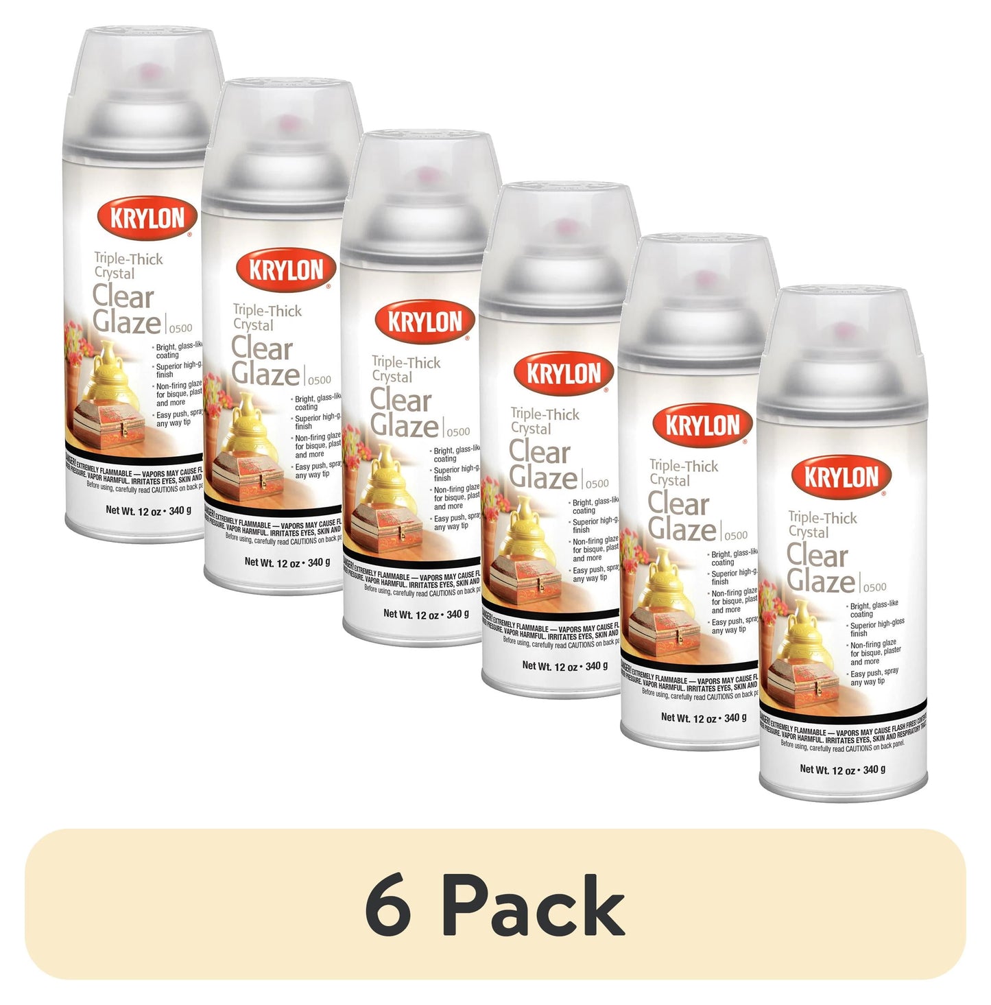 (6 pack) Krylon Matte Finish Spray Paint 11 oz, Multi-Surface, Clear