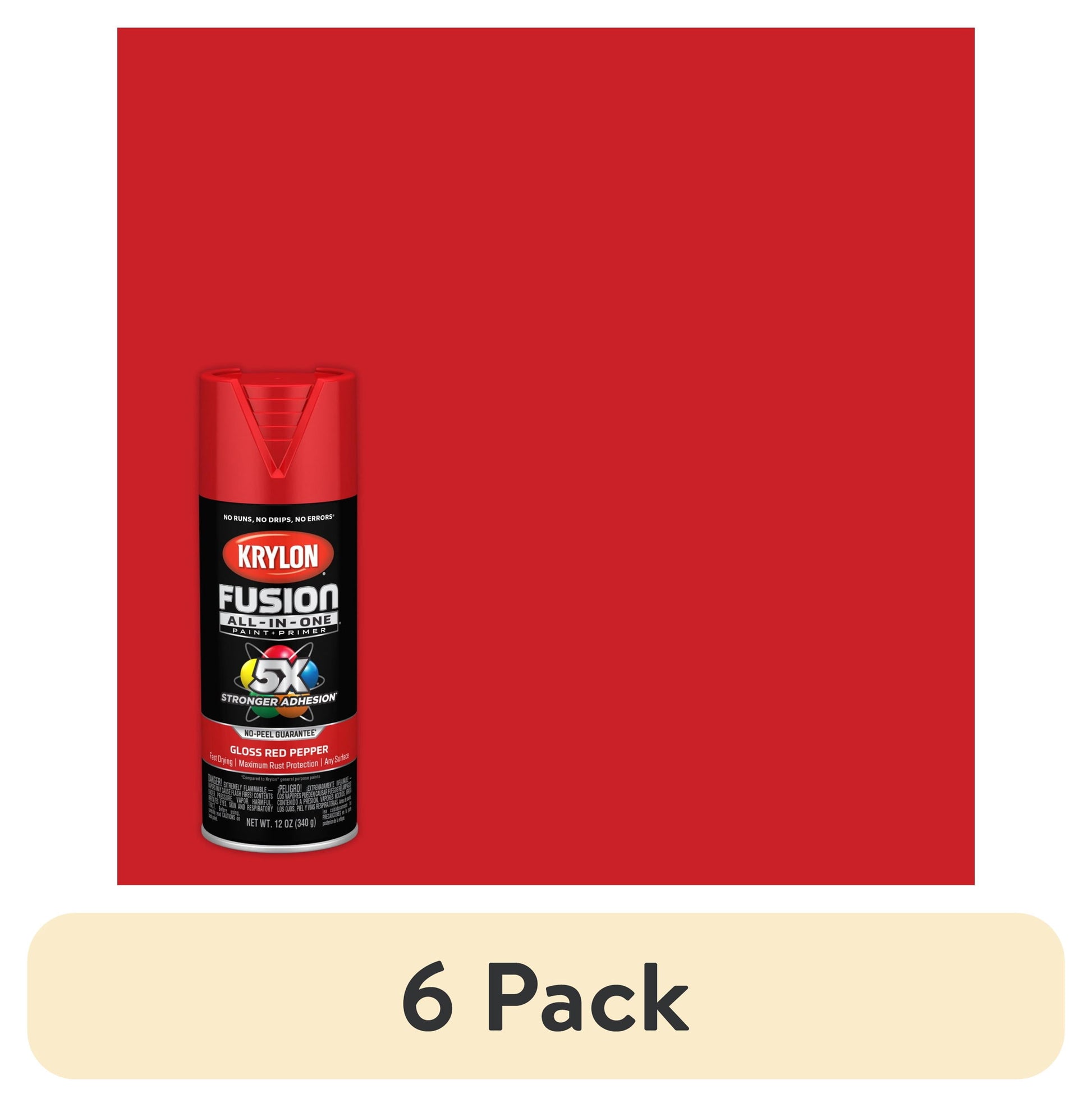 (6 pack) Krylon Fusion All-In-One, Gloss, Red Pepper, 12 oz