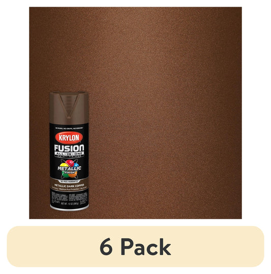 (6 pack) Krylon Fusion All-In-One Metallic, Metallic, Dark Copper, 12 oz