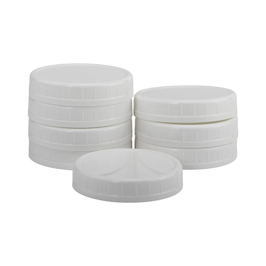 (3 pack) Mainstays Paquete de 8 Tapas de PlÃ¡stico sin BPA para Frascos Mason de Boca Ancha, Blanco
