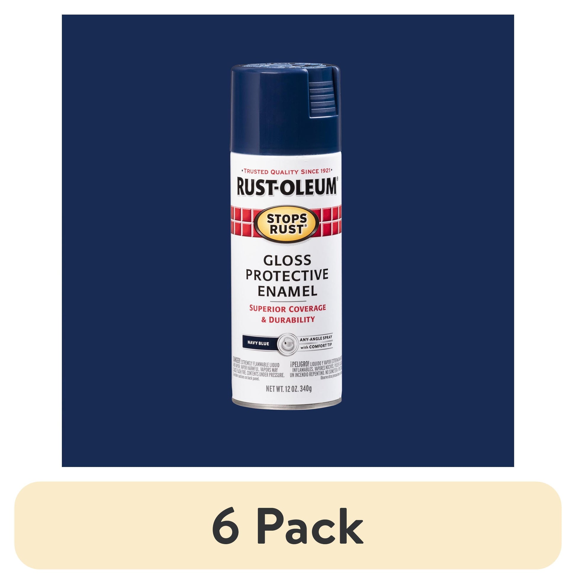 (6 pack) Navy, Rust-Oleum Stops Rust Protective Enamel Gloss Spray Paint-7723830, 12 oz