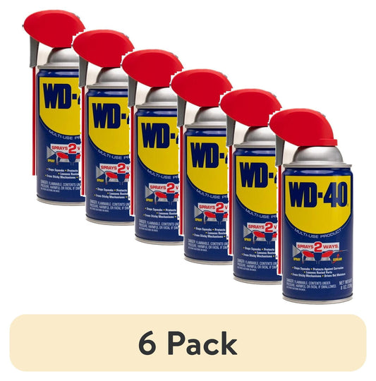 (6 pack) Classic WD-40 Formula, Multi-Purpose Lubricant Spray Smart Straw, 8 oz, Machine & Tool Lubricant