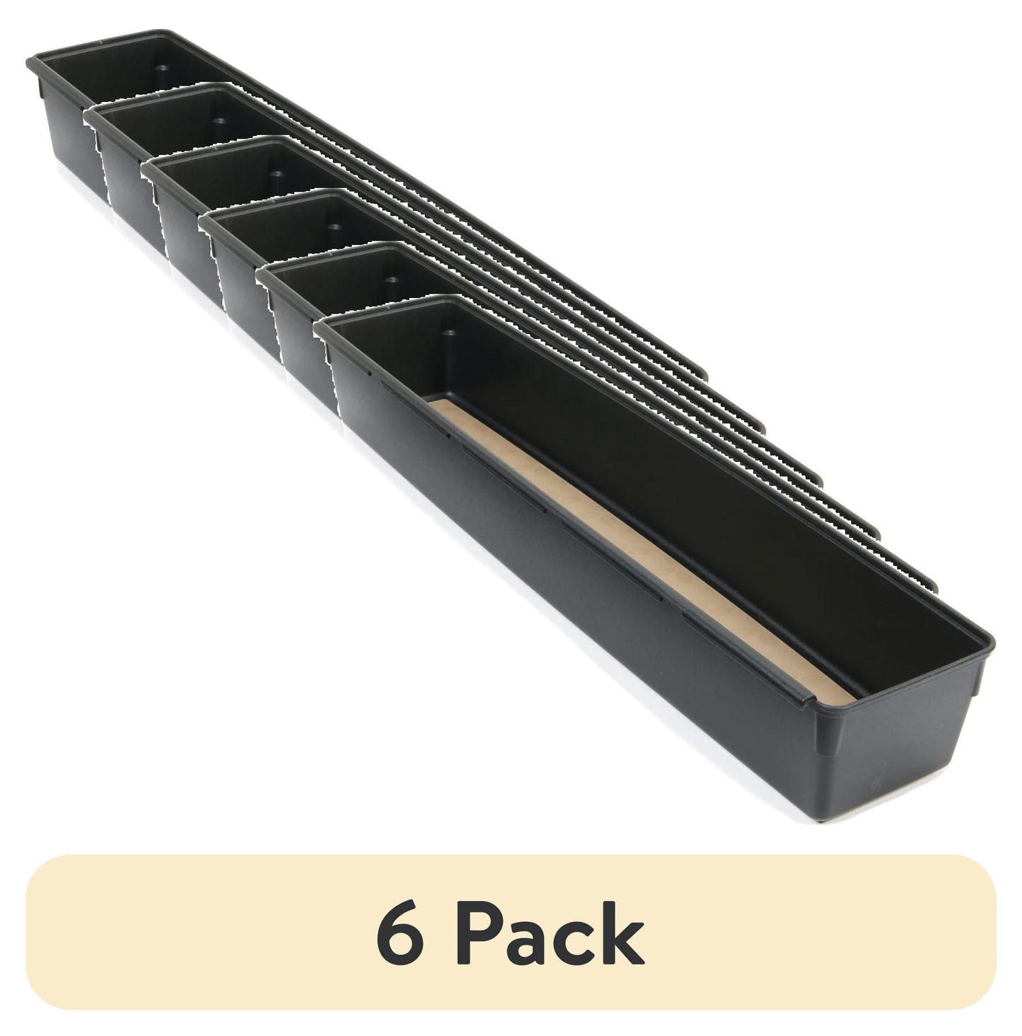 (6 pack) Rubbermaid, Drawer Organizer, Negro, 3" x 15"