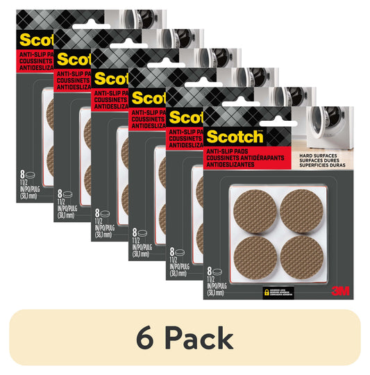 (6 pack) Scotch Furniture Pads, No Slip Floor Protection, Brown, 1.5 in., 8 Circle Grippers
