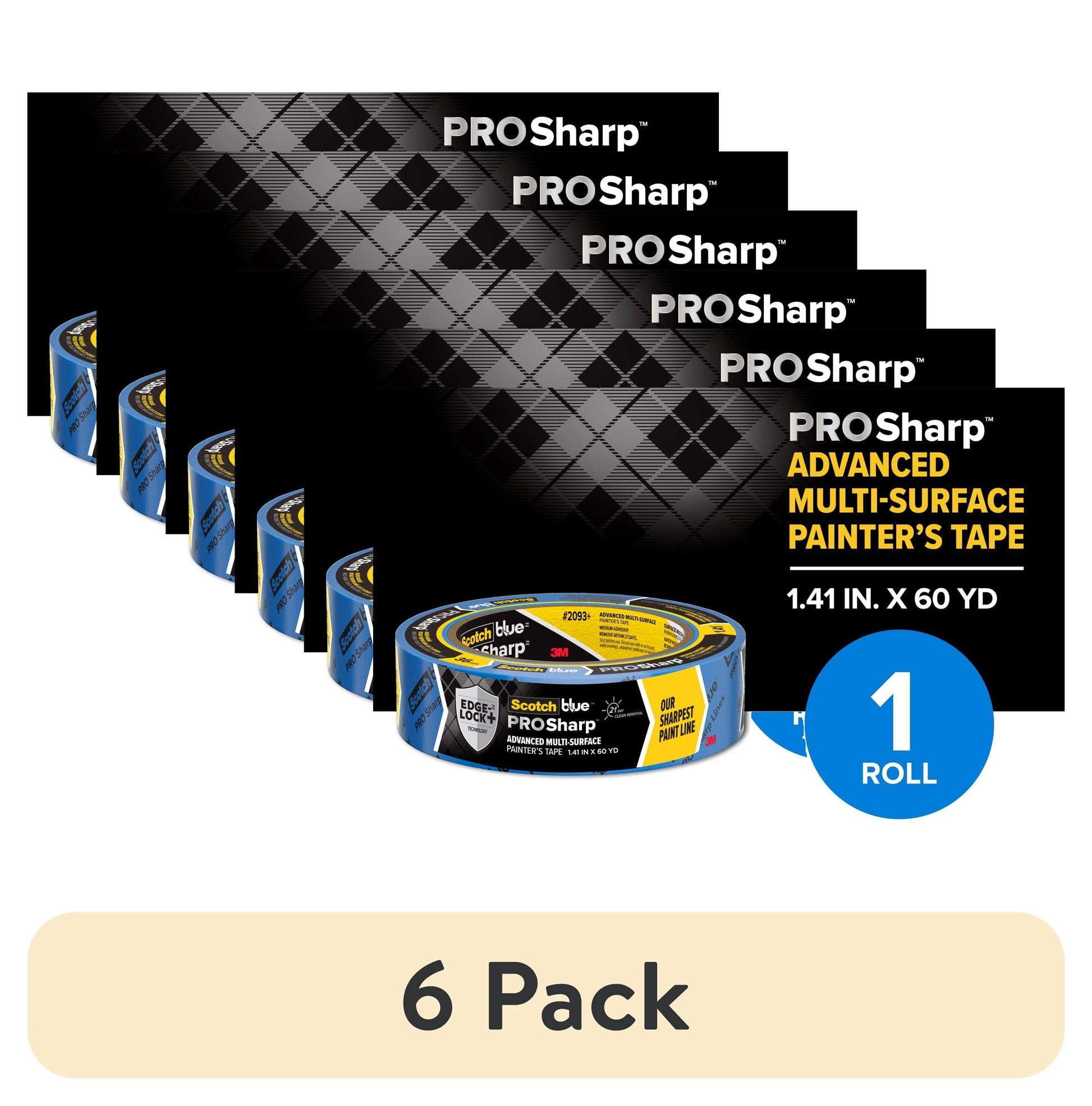 (6 pack) ScotchBlue PROSharp Painter's Tape, Blue, 1.41 in x 60 yd, 1 Roll