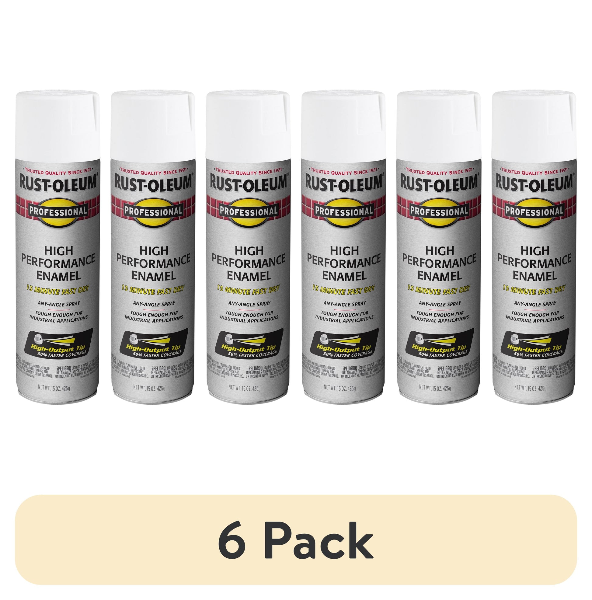 (6 pack) White, Rust-Oleum Professional High Performance Enamel Semi-Gloss Spray Paint-239108, 15 oz