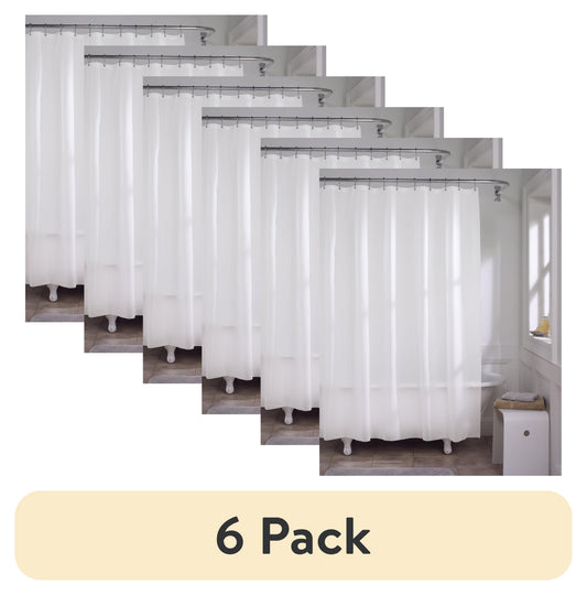 (6 pack) Zenna Home White Super Heavyweight Vinyl Shower Curtain , 72" x 72"