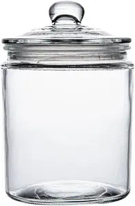 Restaurantware Glass Storage Container - 1 Case - 0.53 Gallon Airtight Apothecary Canister - Glass Pantry Jar with Knob - Durable Clear Kitchen Storage Jar for Cookies, Sugar, Flour
