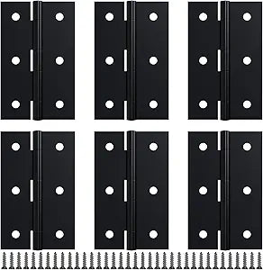 6 Pack 2.5 Black Door Hinge with Screws for Door, Cabinet, DIY Project