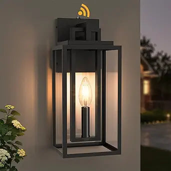 14 Outdoor Wall Lights, Dusk to Dawn Modern Exterior Lighting Fixtures with E12 Base, Wall Mount Lantern Waterproof Outside Sconce for House Porch Patio Yard Front Door