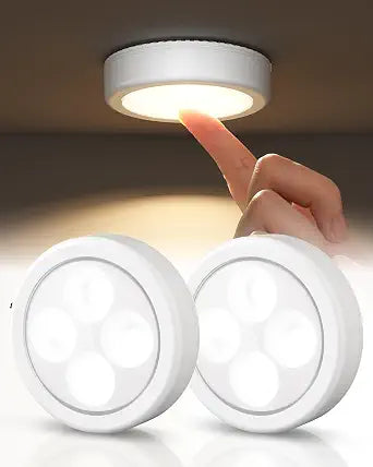 EZVALO LED Puck Lights, Rechargeable Touch Light, 2.95'' Mini Tap Lights, Wireless Closet Light, Under Cabinet Lighting, 3 Color Temps, Stick On Lights Kitchen,Closet,Pantry(2 Pack)