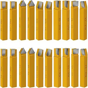 20 pc 1/2" Carbide Tip Tipped Cutter Tool,Metal Lathe Cutting Tools,Lathe Tools Metal Cutting for Metal Lathe Turning, Boring, and Chamfering