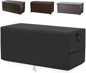 Kingling Deck Box Cover, Outdoor Storage Box Cover for Keter XXL 230 Gallon Deck Box Waterproof Outside Storage Bench Deck Boxes Covers Black (58" L x 33" W x 34" H)