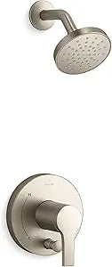 KOHLER T35326-4G-BN, Elate Rite-Temp Shower Trim Kit with Push-Button Diverter, 1.75 GPM Showerhead, Vibrant Brushed Nickel, Stylish Shower Upgrade, High Performance