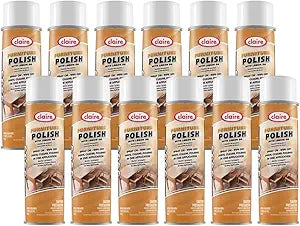 Claire CL811-12pk Furniture Polish with Lemon Oil, Orange, 19 Oz, 12 Count