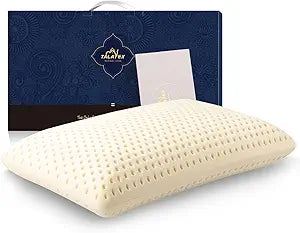 Talatex 100% Natural Premium Talalay Latex Pillow, Purefusion Talalay Latex Helps Relieve Pressure, No Memory Foam Chemicals for Side and Back Sleepers, Perfect Package Best Gift with Removable Cover