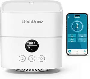 2 in 1 Air Purifier and Humidifier Combo, H13 True HEPA Filter, 1100ML Water Tank, Quiet Cool Mist Top Fill Essential Oil Diffuser for Baby, Pet Room, APP Control