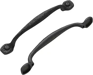 Hickory Hardware Solid Core Kitchen Cabinet Pulls, Luxury Cabinet Handles, Hardware for Doors & Dresser Drawers, 8 Inch Hole Center, Black Iron, Refined Rustic Collection