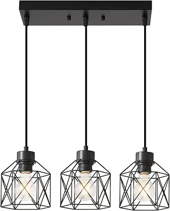 3-Light Pendant Lights, Black Hanging Light Fixture