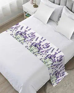 Lavender Bed Runner Scarf Cal King Size,Purple Flower Plant Gradient Watercolor Luxury Bed Throw Runners & Scarves for Twin Full Queen King Foot of Bed,Bedroom Hotel Wedding Room Decoration,102"x20"