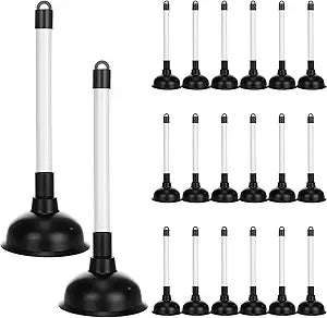 LemonRoad 20 Pcs Toilet Plungers Bulk 11.4 Inch Bathroom Bowl Brush Plungers Drain Pump Removes Clogs Tools with Plastic Handles for Bathroom Hotel Stores
