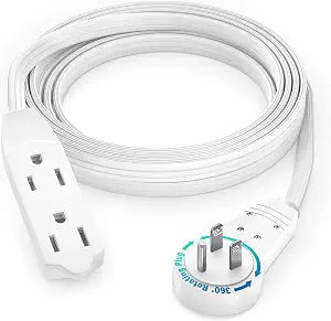 Maximm 8 Ft UL Certified 360 Rotating Flat Plug Extension Cord, 3-Outlet