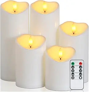 Raycare Outdoor Waterproof Flameless LED Pillar Candles with Remote Timer