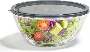 5 Quart Deep Big Glass Bowl with Lid,10 Inch Large Glass Mixing Bowl for Sourdough Bread Kitchen Salad Bread Storage, For Prepping, Marinating & Brining Kimch