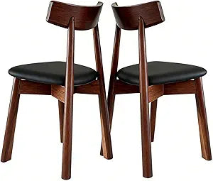 Mid Century Modern Chairs Set of 2,Dining Chairs,Wood Dining Chair,Featuring Curved Backrest Design,Suitable for Kitchen Chairs,Dinning Room Chairs