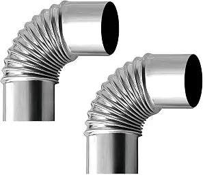 2PCS 2.36 Inch 90 Degree Stainless Steel Chimney Elbow